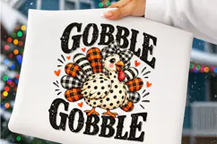 Gobble Thanksgiving PNG, Cute Plaid Turkey Sublimation Product Image 5