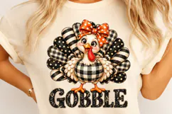 Gobble Thanksgiving Turkey PNG | Buffalo Plaid & Polka Dot Product Image 4