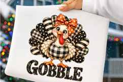 Gobble Thanksgiving Turkey PNG | Buffalo Plaid & Polka Dot Product Image 5