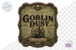 Goblin Dust Vintage Apothecary Halloween PNG Label Design Product Image 1