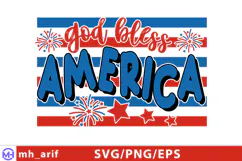 4th of July God Bless America Hand-drawn SVG T-shirt Design Product Image 1