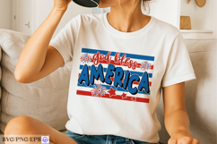 4th of July God Bless America Hand-drawn SVG T-shirt Design Product Image 2