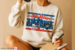 4th of July God Bless America Hand-drawn SVG T-shirt Design Product Image 3
