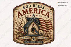 God Bless America Birdhouse Patriotic Sign PNG Product Image 1