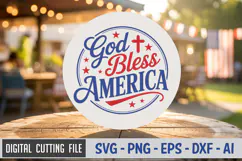God Bless America SVG File | 4th of July Round Sign SVG Product Image 1