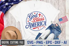 God Bless America SVG File | 4th of July Round Sign SVG Product Image 2