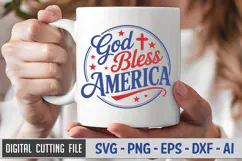 God Bless America SVG File | 4th of July Round Sign SVG Product Image 3