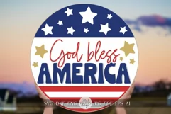 God Bless America SVG 4th Of July Door Hanger SVG Product Image 1