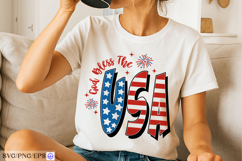 God Bless the Usa 4th of July Hand-drawn SVG T-shirt Design Product Image 2