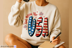 God Bless the Usa 4th of July Hand-drawn SVG T-shirt Design Product Image 3