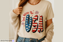 God Bless the Usa 4th of July Hand-drawn SVG T-shirt Design Product Image 4
