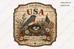 God Bless the USA Bluebird Patriotic Sign PNG Product Image 1