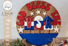 God Bless The USA Laser SVG | Patriotic Home SVG Product Image 1