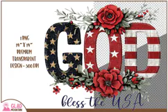 God Bless the USA, Floral God Bless the USA American Flag Product Image 1