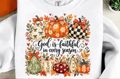 God is Faithful Fall Pumpkin Doodle PNG Product Image 2