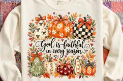 God is Faithful Fall Pumpkin Doodle PNG Product Image 4