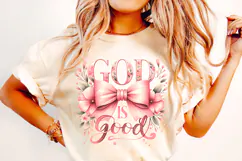 God Is Good PNG, Coquette Bow Christian Sublimation, Jesus Product Image 2
