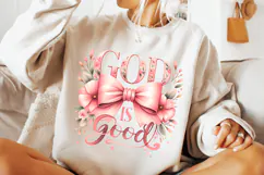God Is Good PNG, Coquette Bow Christian Sublimation, Jesus Product Image 3