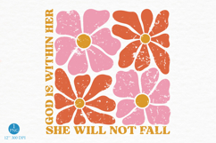 God Is Within Her PNG, Retro Floral Faith Design Product Image 1