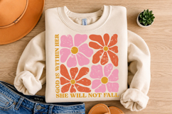 God Is Within Her PNG, Retro Floral Faith Design Product Image 4