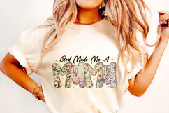 God Made Me a Mama PNG, Floral Coquette Mom, Mama Preppy PNG Product Image 1