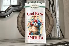 Patriotic Barrel of Flowers - Sublimation Dish Towel Designs Product Image 3
