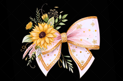 gold boho bow, sunflower coquette bow, luxurious bow design, boho sunflower clipart, digital bow design, gold accent bow, sunflower bow art, boho gold design, coquette bow art, sunflower sublimation design