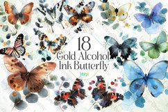 Gold Alcohol Ink Butterfly Sublimation Product Image 1