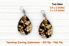 Gold and Black Floral Teardrop Earring | Teardrop Earrings Product Image 1