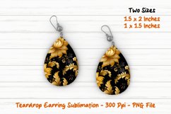 Gold and Black Floral Teardrop Earring | Teardrop Earrings Product Image 1