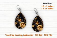Gold and Black Floral Teardrop Earring | Teardrop Earrings Product Image 1