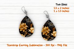 Gold and Black Floral Teardrop Earring | Teardrop Earrings Product Image 1