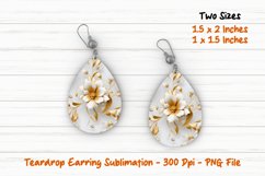 White and Gold Floral Teardrop Earring | Teardrop Earrings Product Image 1