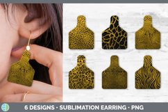 Bundle of six Gold Animal Print cow tag earrings sublimation designs.