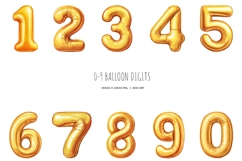 Watercolor gold foil balloon numbers Gold 0-9 balloon digits Product Image 2