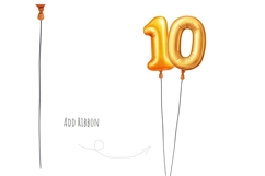 Watercolor gold foil balloon numbers Gold 0-9 balloon digits Product Image 3