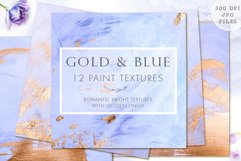 12 Gold &amp; Blue Paint Textures with Rose Gold Splashes - JPG Product Image 1