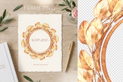 Gold Botanical Frame PNG Luxury Floral Wreath Product Image 1