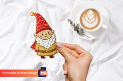 Gold Christmas Gnome Sticker, Festive Gnome Art Sticker Product Image 1