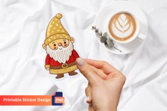 Gold Christmas Gnome Sticker, Festive Gnome Art Sticker Product Image 1