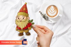 Gold Christmas Gnome Sticker, Festive Gnome Art Sticker Product Image 1