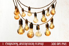 Gold Christmas Watercolor Clipart Sublimation, Christmas PNG Product Image 1