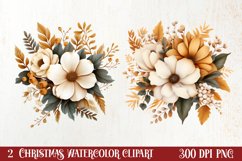 Gold Christmas Watercolor Clipart Sublimation, Christmas PNG Product Image 1