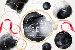 Black Watercolor &amp; Gold Circles for LOGO - PNG Overlays Product Image 1