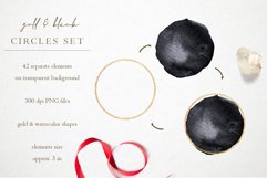 Black Watercolor &amp; Gold Circles for LOGO - PNG Overlays Product Image 2