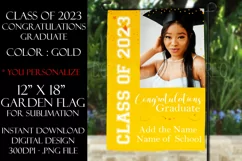 Graduation Garden Flag PNG Sublimation Design, Gold 2023 Product Image 1