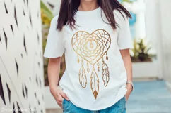 Boho Dreamcatcher in the shape of a heart for sublimation 