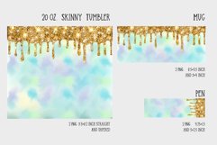 gold dripping glitter and watercolor sublimation for tumbler and mug and pen