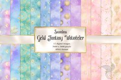 Gold Fantasy Watercolor Digital Paper Product Image 1