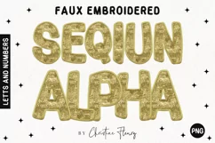 Gold Faux Embroidered Sequin Alphabet PNG | Sublimation PNG Product Image 1